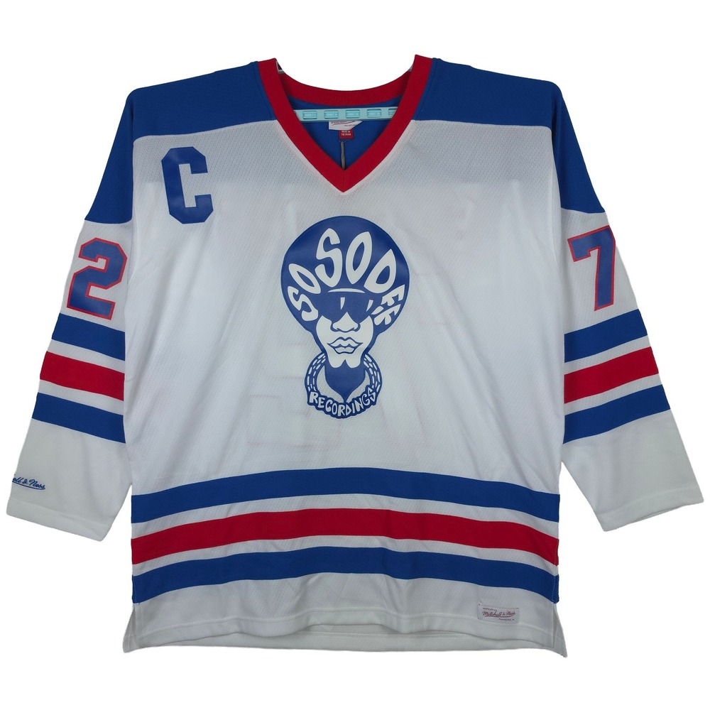 So So Def Mitchell & Ness XL XLarge Hockey Jersey Cut Fabric White Blue Red NWT
